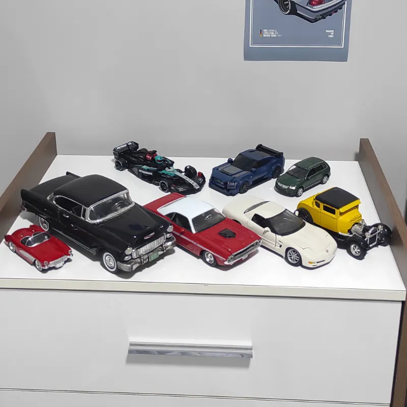 1955 Chevy Bel Air,1973 Dodge Challenger,Ford Model A, Chevrolet Corvette C5, Ford Mustang Dark Horse, Mercedes F1, Chevrolet Corvette C1